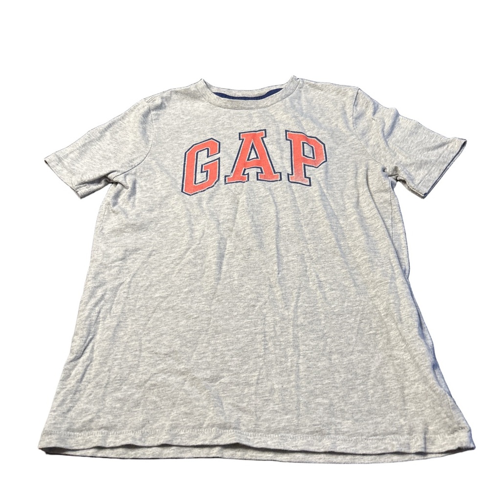 GAP Grey T-Shirt with Orange Logo Boys Size Large